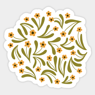 Ditsy boho blooms in beige and green Sticker